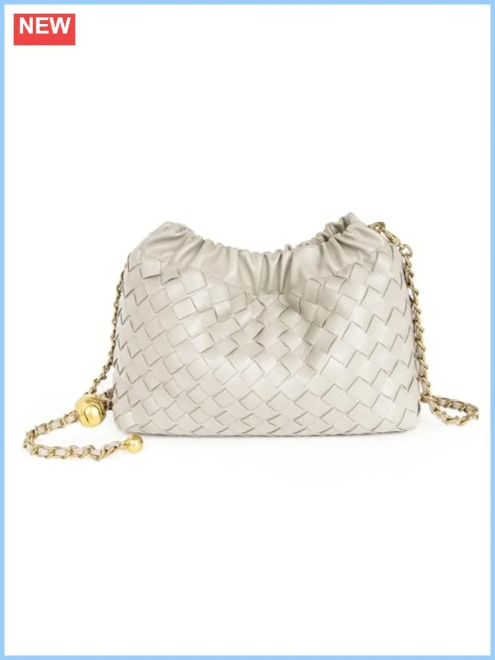 Woven Leather Dumpling Crossbody Bag Ruched Hobo Clutch Purse